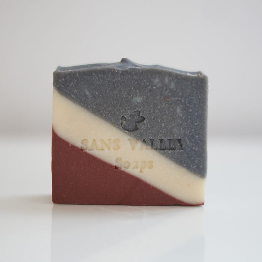 Twilight Stripes | Charcoal & Red clay soap